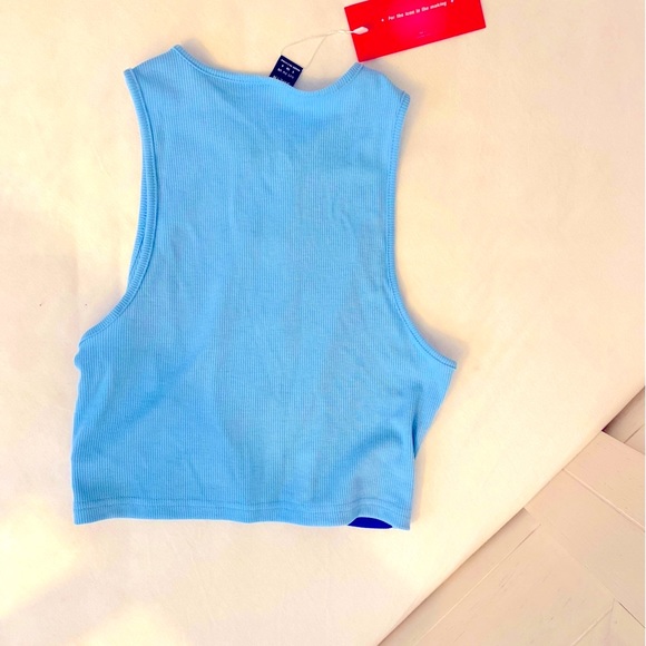 Cotten Candy LA Blue Satin Skirt & Shein Cropped Tank Top - Picture 7 of 7
